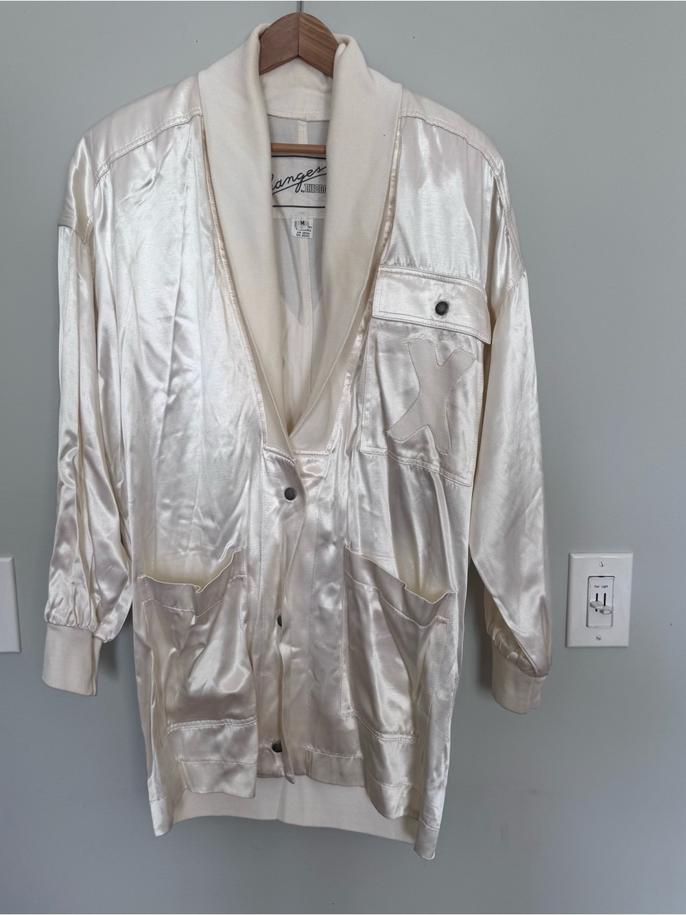 Vintage 80s/90s Cream Satin Shawl-Collar Jacket